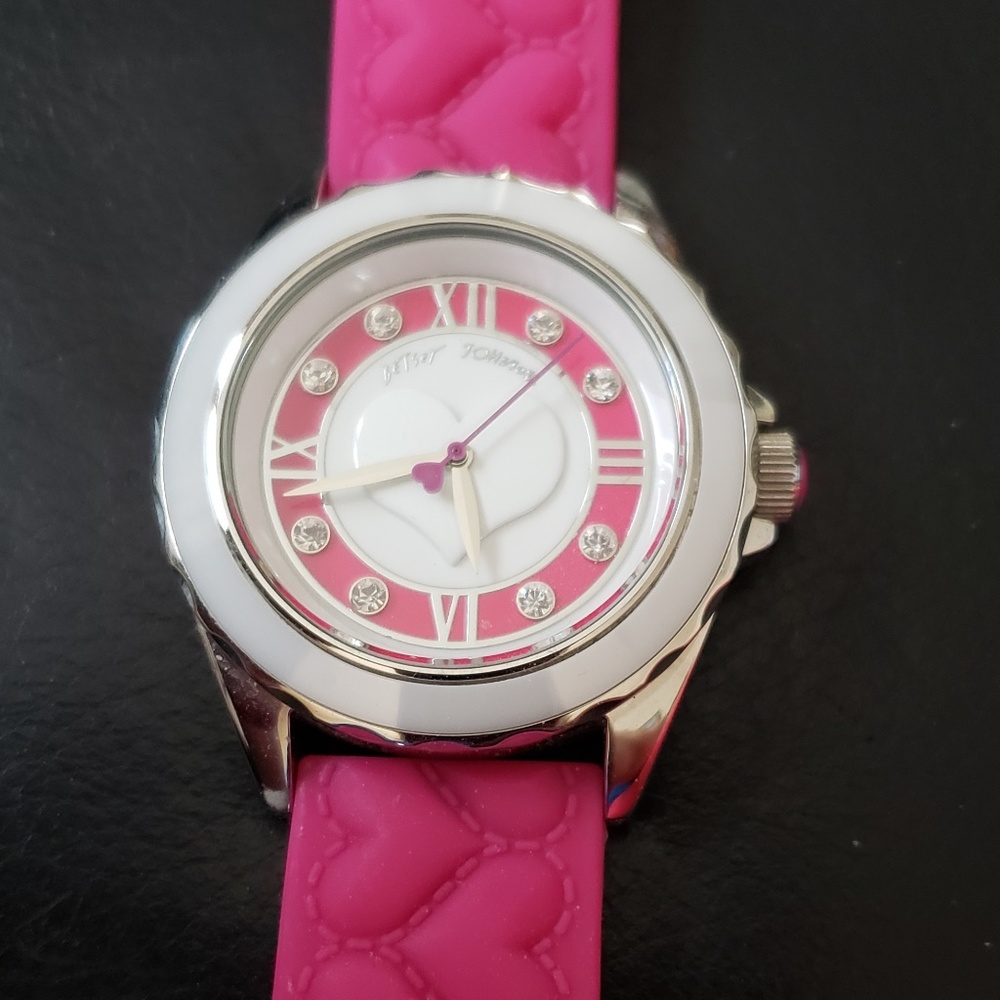 Heart Embellished Betsey Johnson Womens Watch